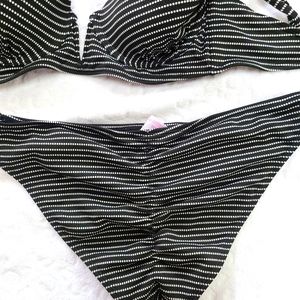 Black and white striped bikini